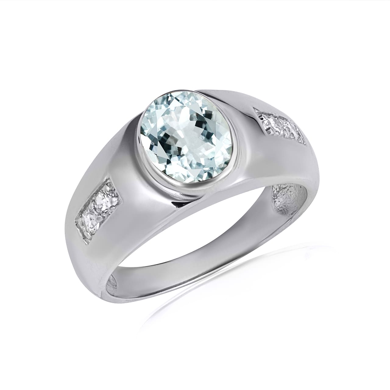 Sterling Silver Oval Gemstone Art Deco Ring, view 8