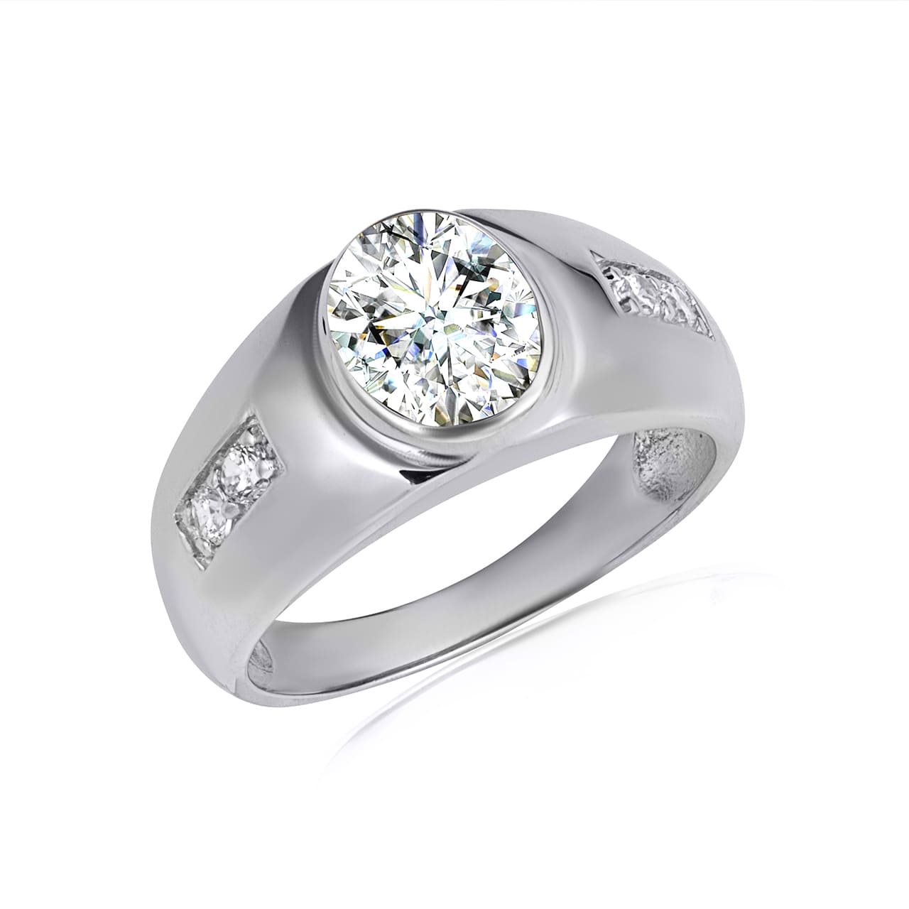 Sterling Silver Oval Gemstone Art Deco Ring, view 12
