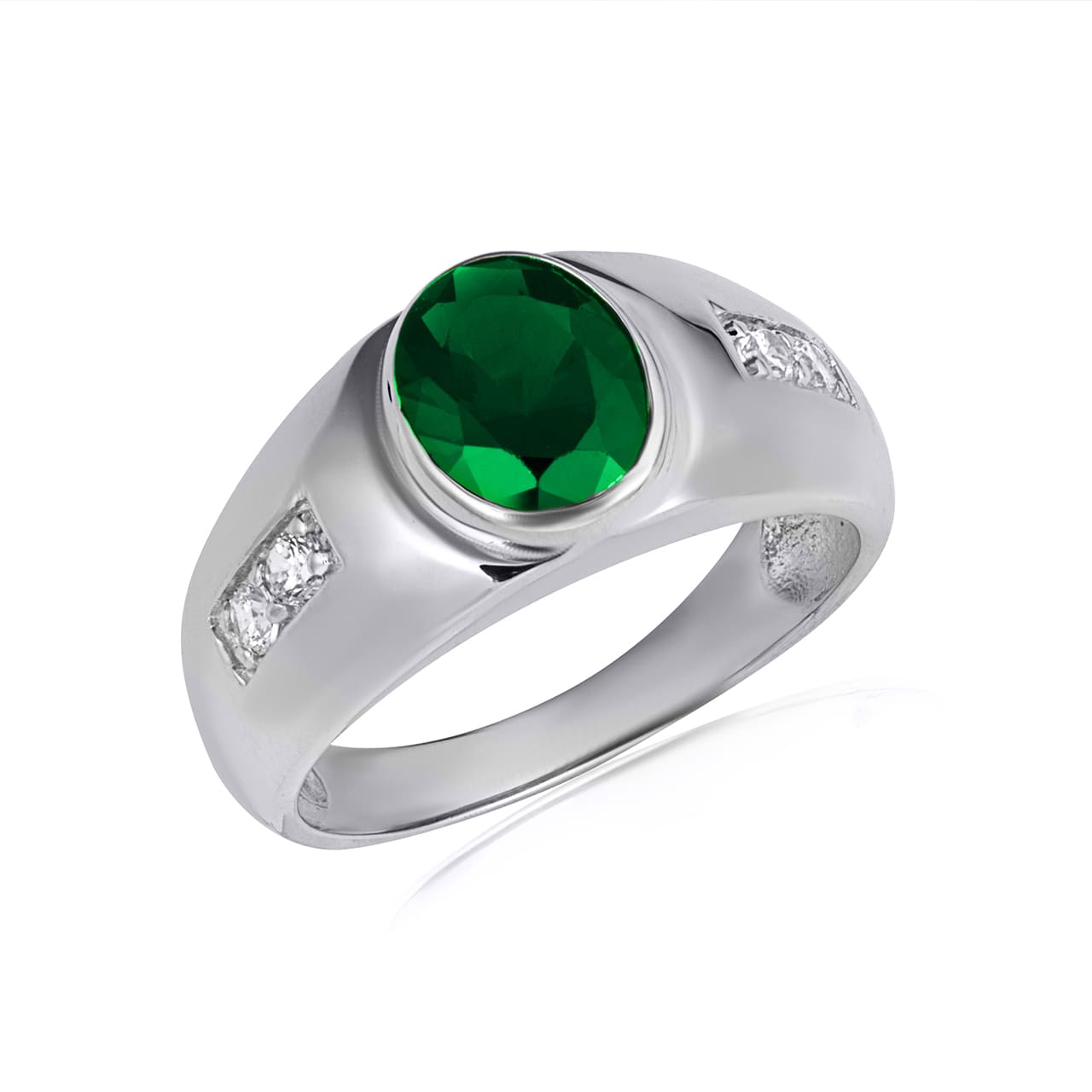 Sterling Silver Oval Gemstone Art Deco Ring, view 13