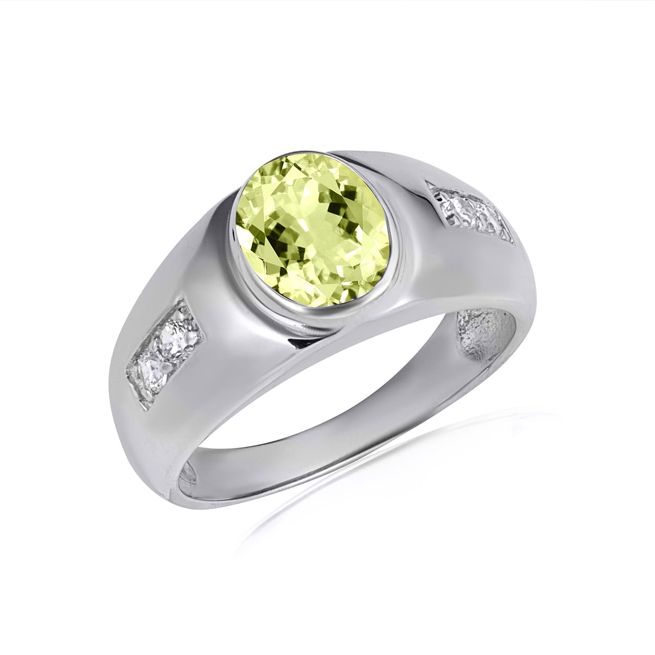Sterling Silver Oval Gemstone Art Deco Ring, view 14