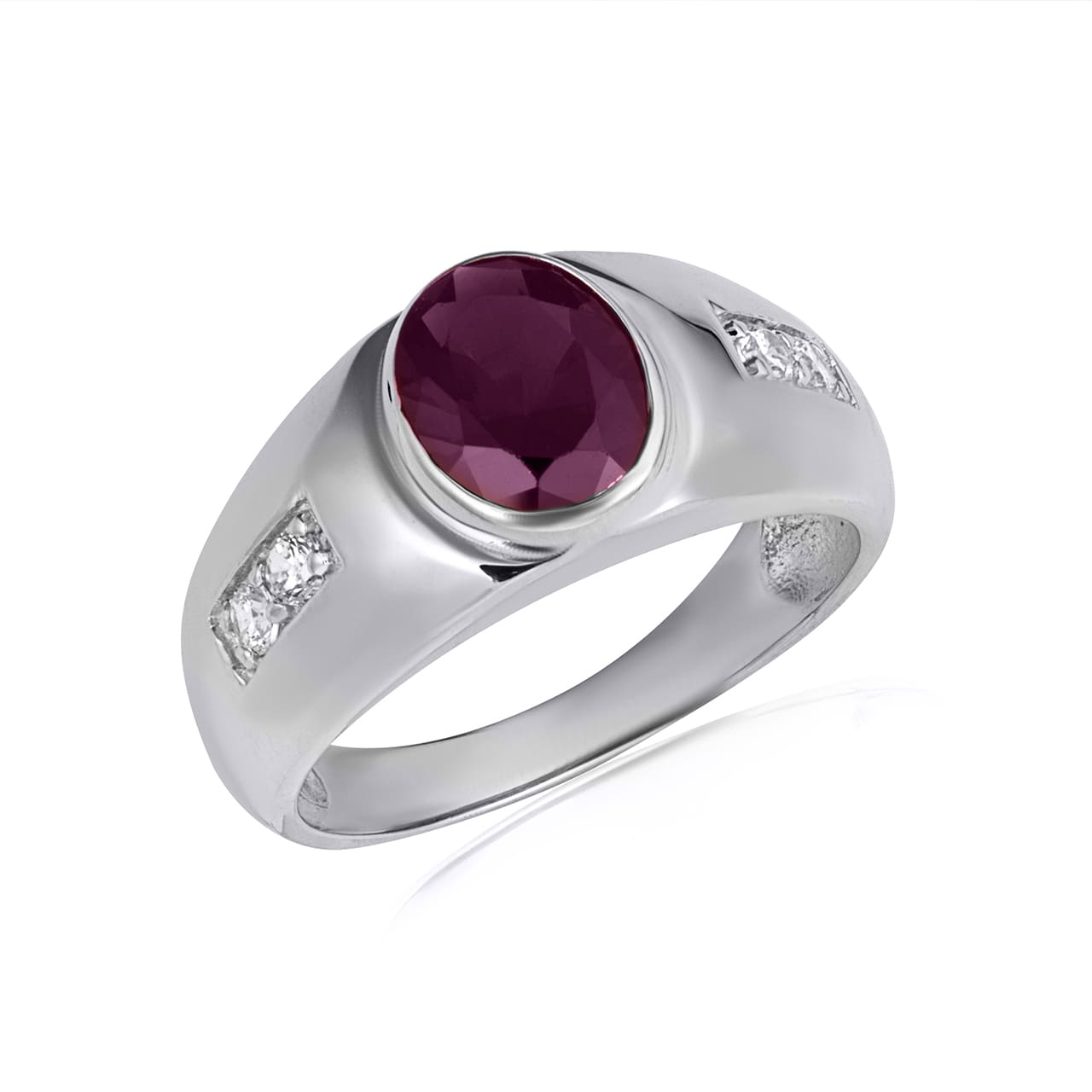 Sterling Silver Oval Gemstone Art Deco Ring, view 16
