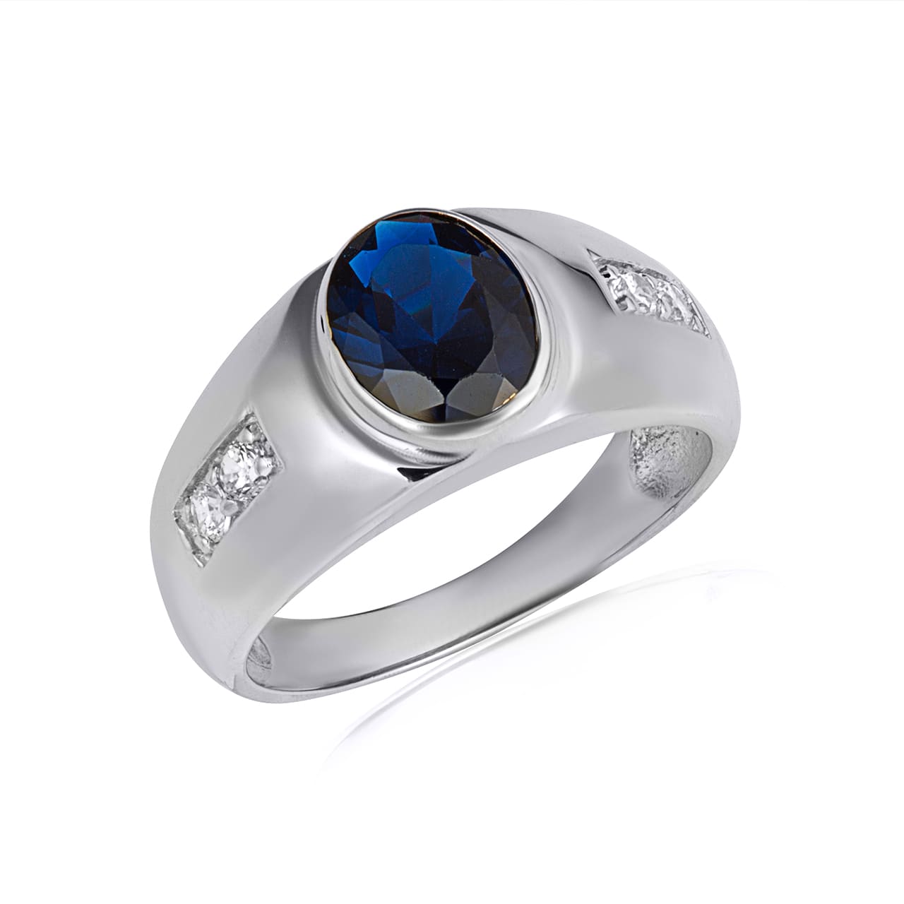 Sterling Silver Oval Gemstone Art Deco Ring, view 23