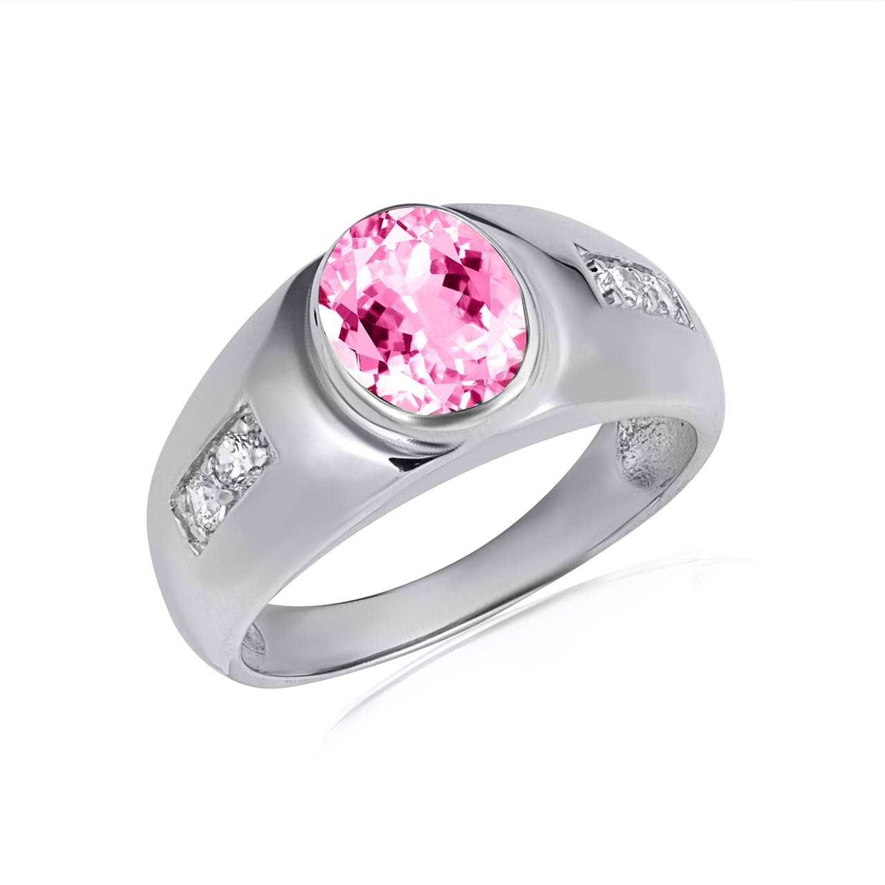 Sterling Silver Oval Gemstone Art Deco Ring, view 24