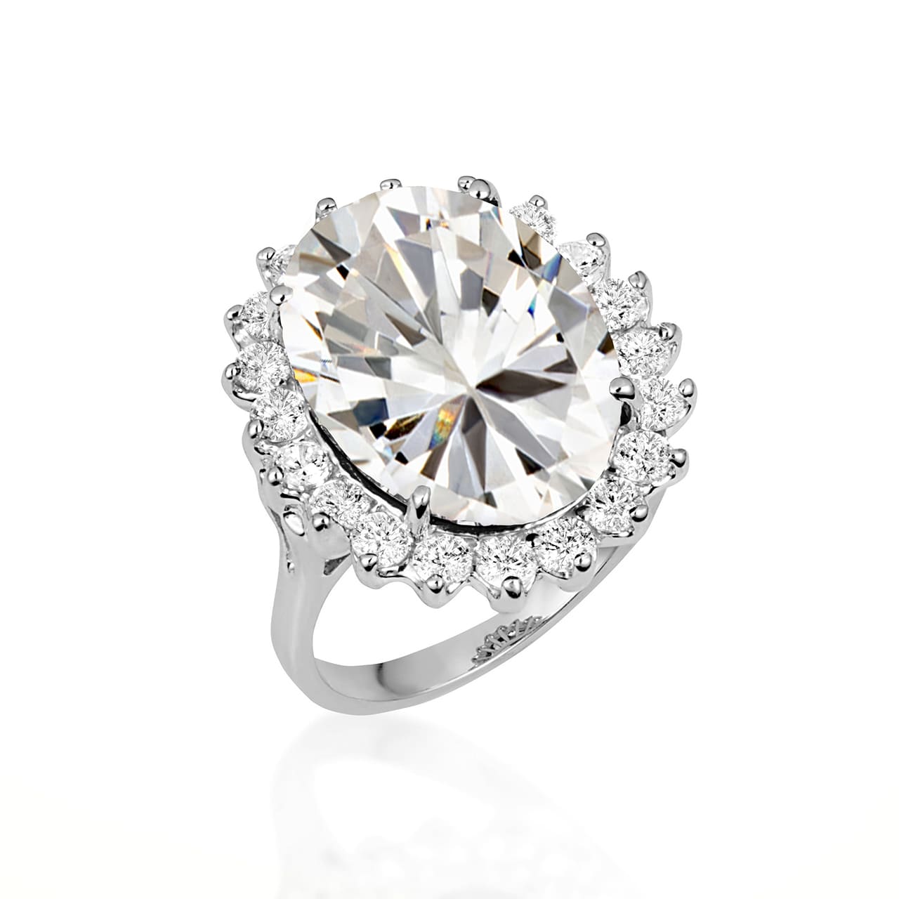 Sterling Silver Oval Gemstone Halo Ring, view 8