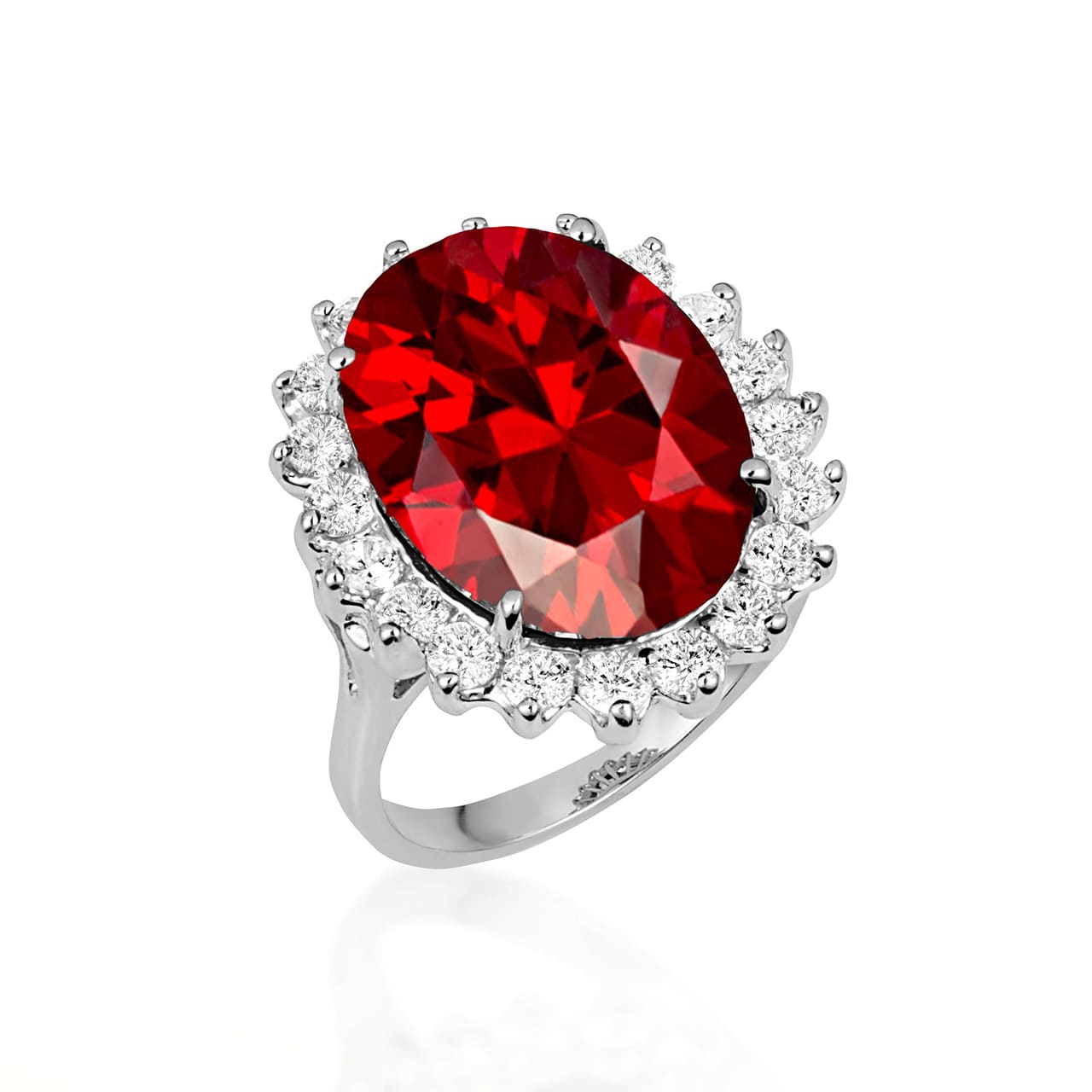 Sterling Silver Oval Gemstone Halo Ring, view 10