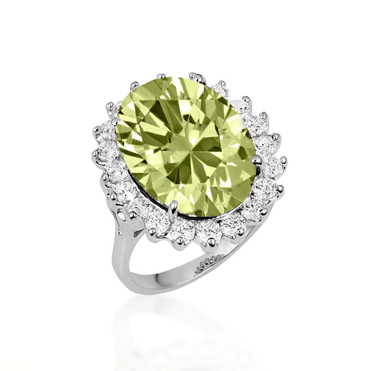 Sterling Silver Oval Gemstone Halo Ring, view 11