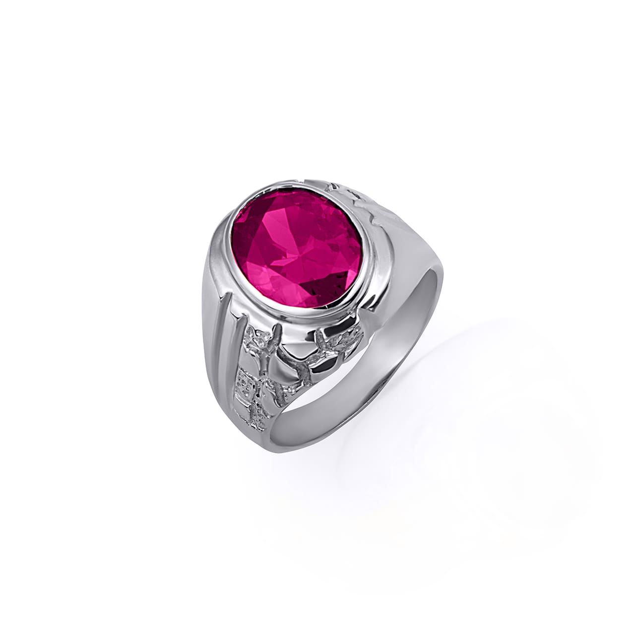 Sterling Silver Oval Gemstone Striped Nugget Men's Ring, view 9