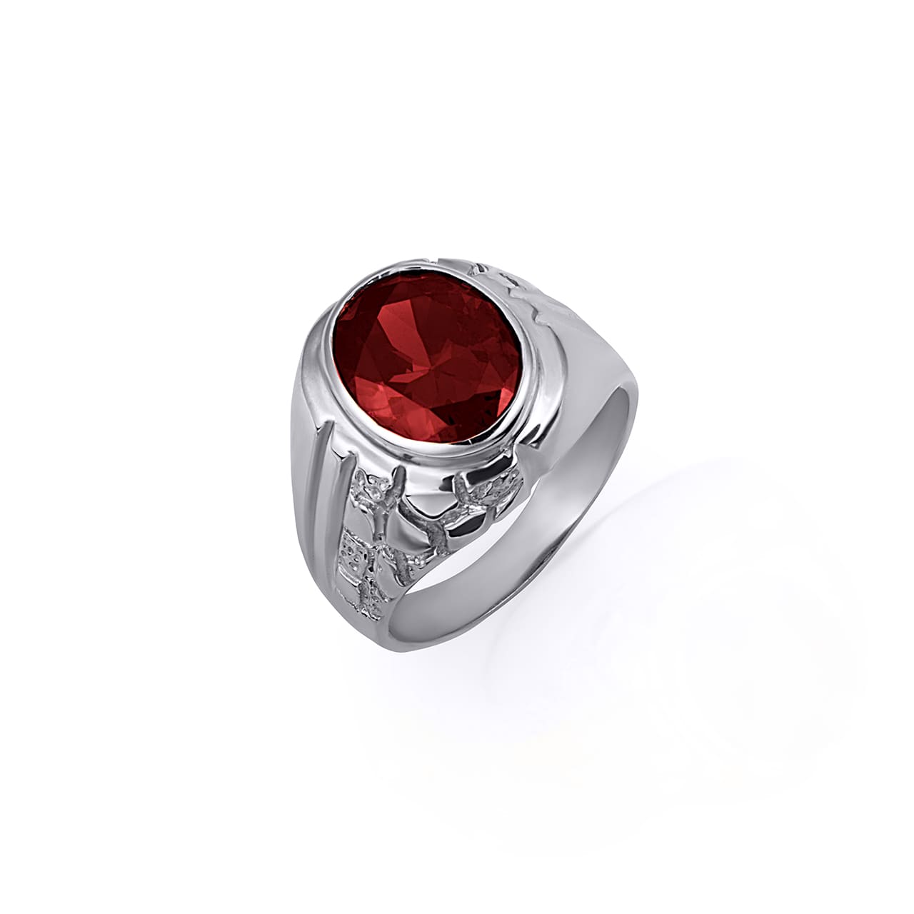 Sterling Silver Oval Gemstone Striped Nugget Men's Ring, view 13
