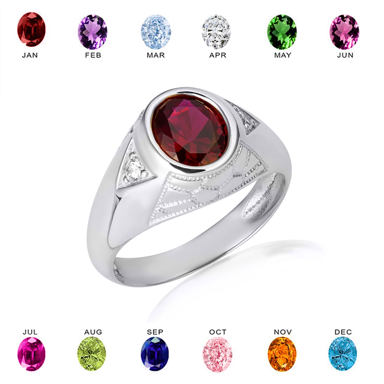 Sterling Silver Oval Gemstone Textured Nugget Statement Band Ring