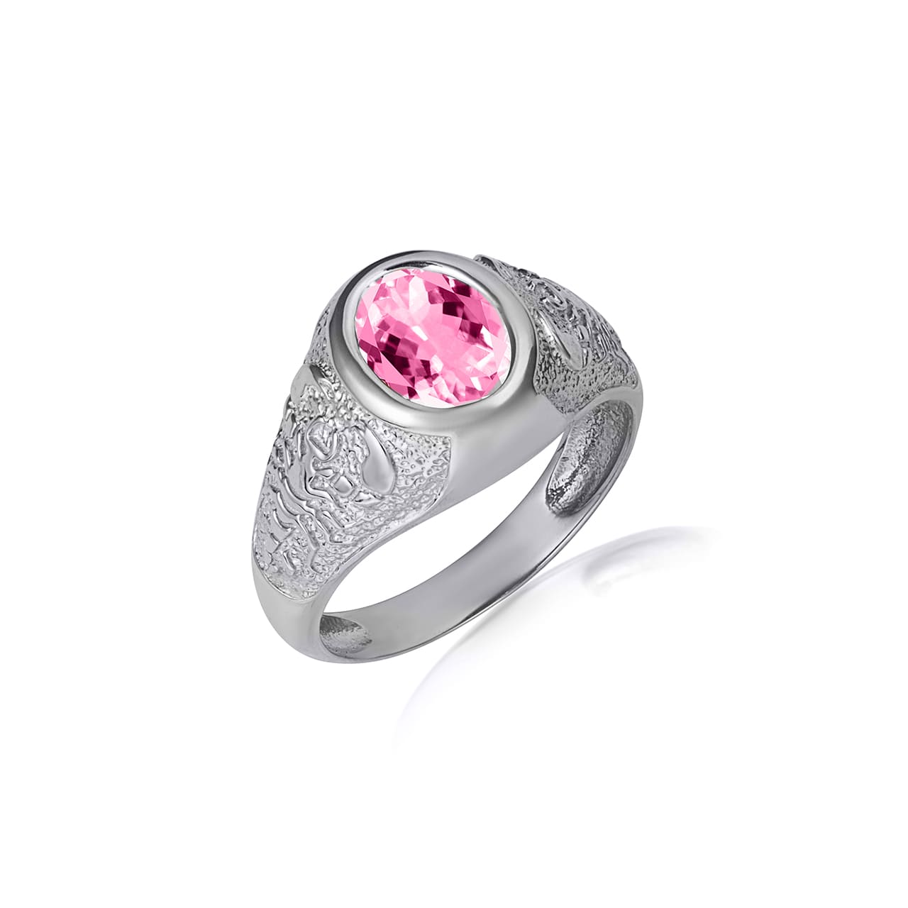 Sterling Silver Oval Gemstone Textured Scorpion Band Ring, view 7