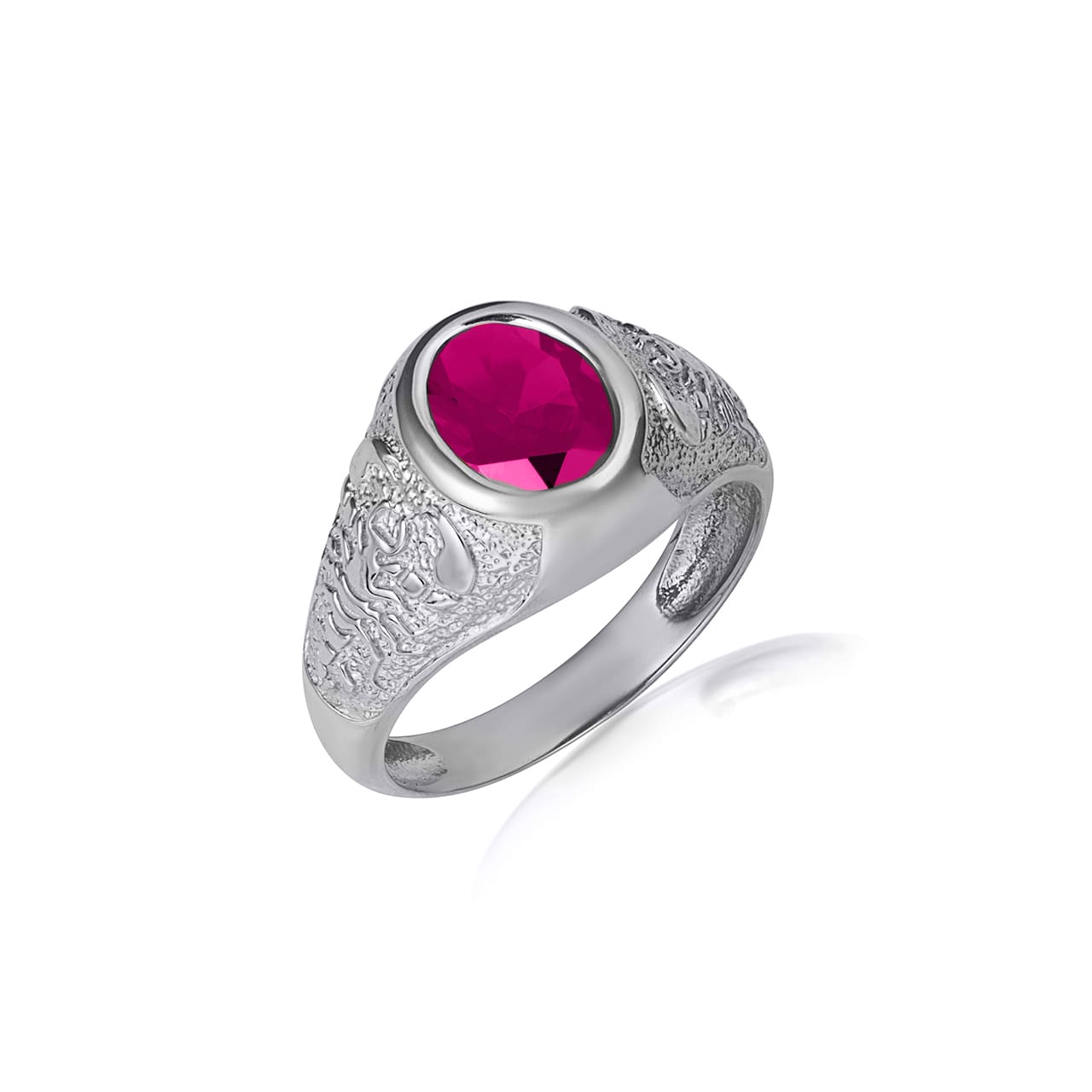 Sterling Silver Oval Gemstone Textured Scorpion Band Ring, view 9