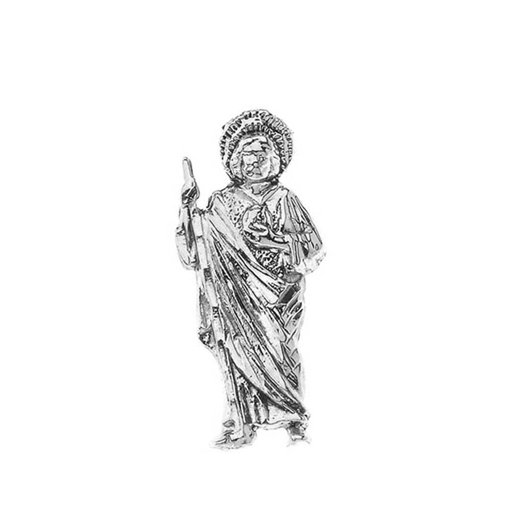 Sterling Silver Oxidized Patron Saint Jude Hidden Bail Pendant Necklace, view 2