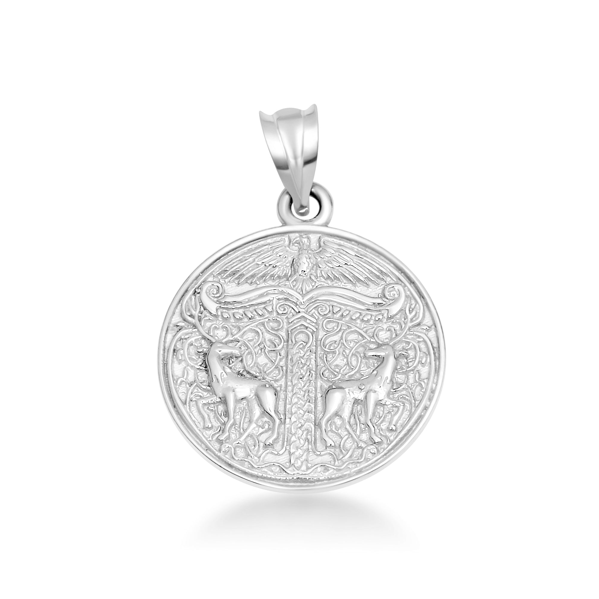 Sterling Silver Pagan Irminsul Tree of Life Viking Medallion Pendant Necklace