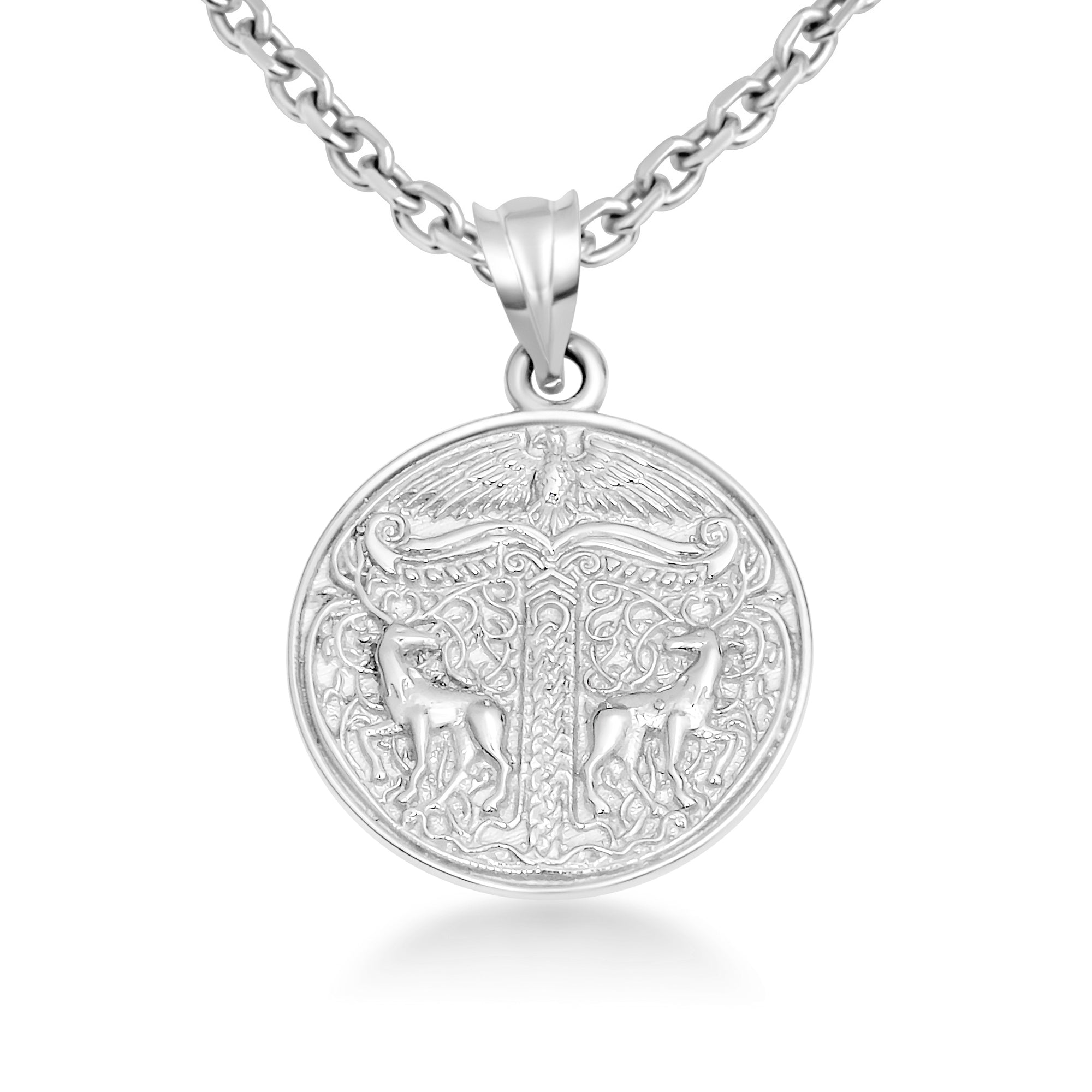 Sterling Silver Pagan Irminsul Tree of Life Viking Medallion Pendant Necklace, view 6
