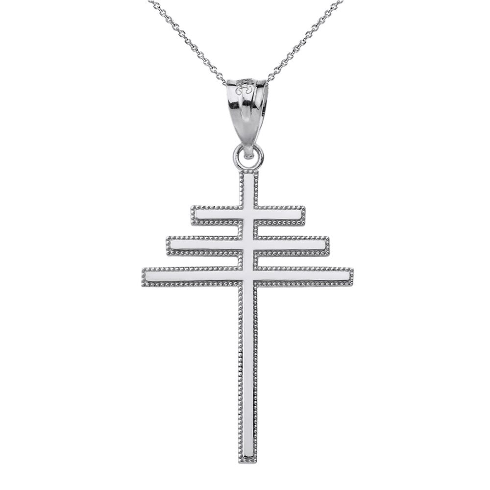 Sterling Silver Papal Cross Pendant Necklace