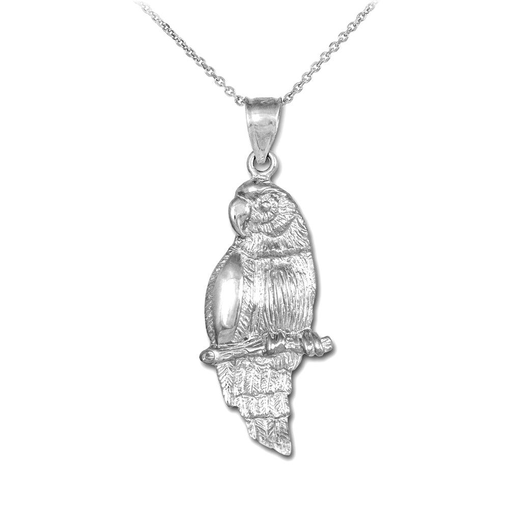 Sterling Silver Parrot Pendant Necklace