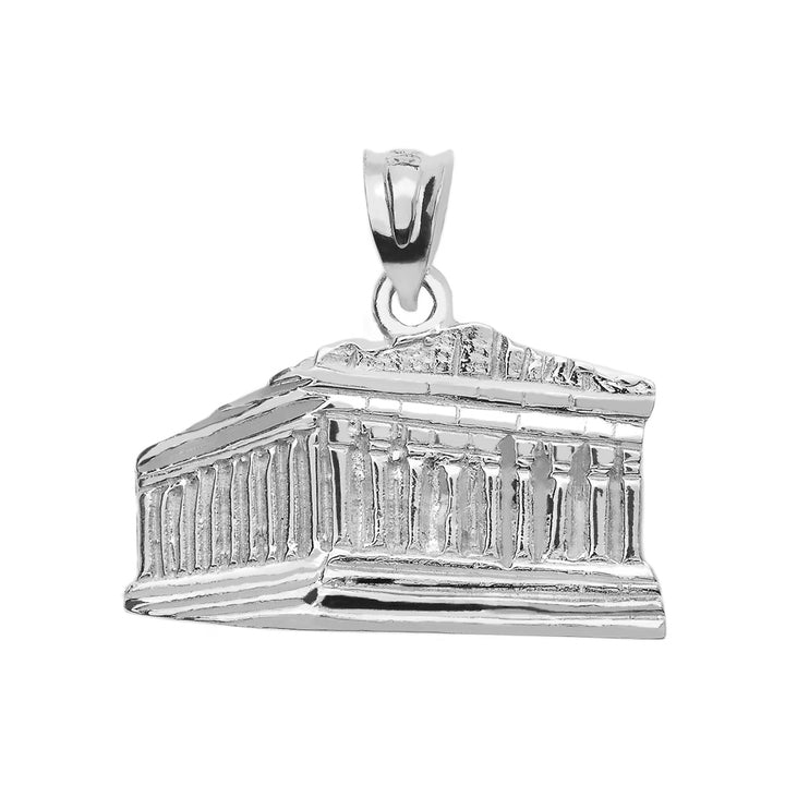 Sterling Silver Parthenon In Acropolis Greece Pendant Necklace, view 2