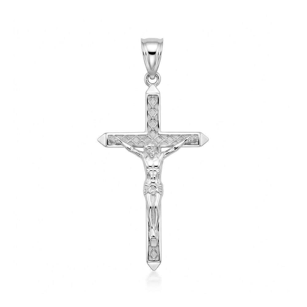 Sterling Silver Passion Cross Crucifix Pendant Necklace 1.23" (31 mm)