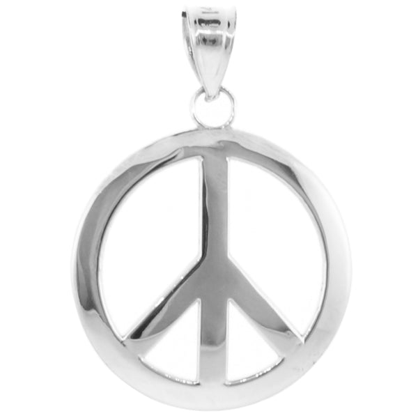 Sterling Silver Peace Symbol Pendant Necklace (L), view 2