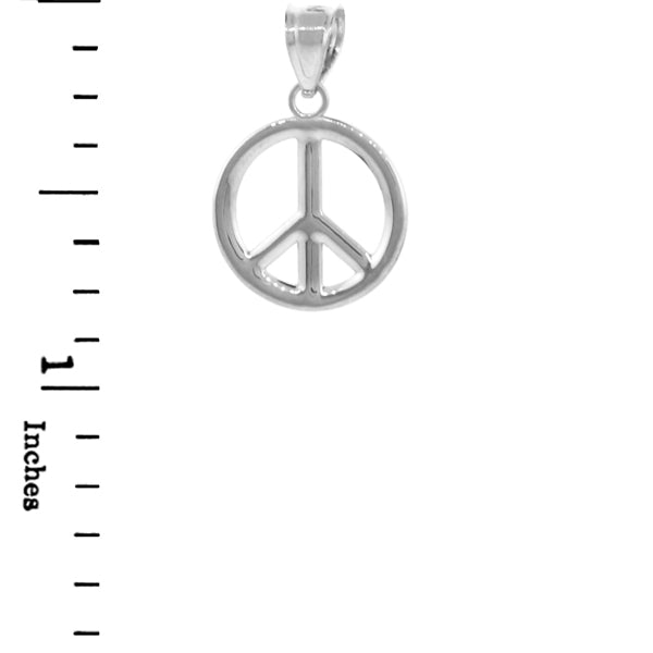 Sterling Silver Peace Symbol Pendant Necklace (M), view 2