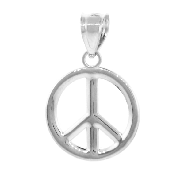 Sterling Silver Peace Symbol Pendant Necklace (M), view 3