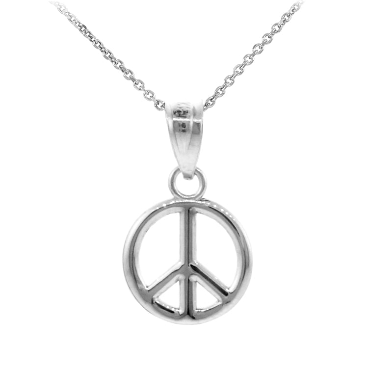 Sterling Silver Peace Symbol Small Charm Pendant Necklace