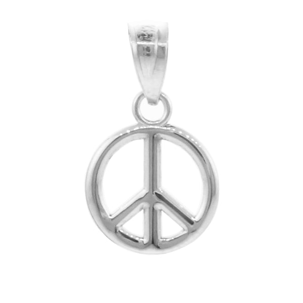Sterling Silver Peace Symbol Small Charm Pendant Necklace, view 2