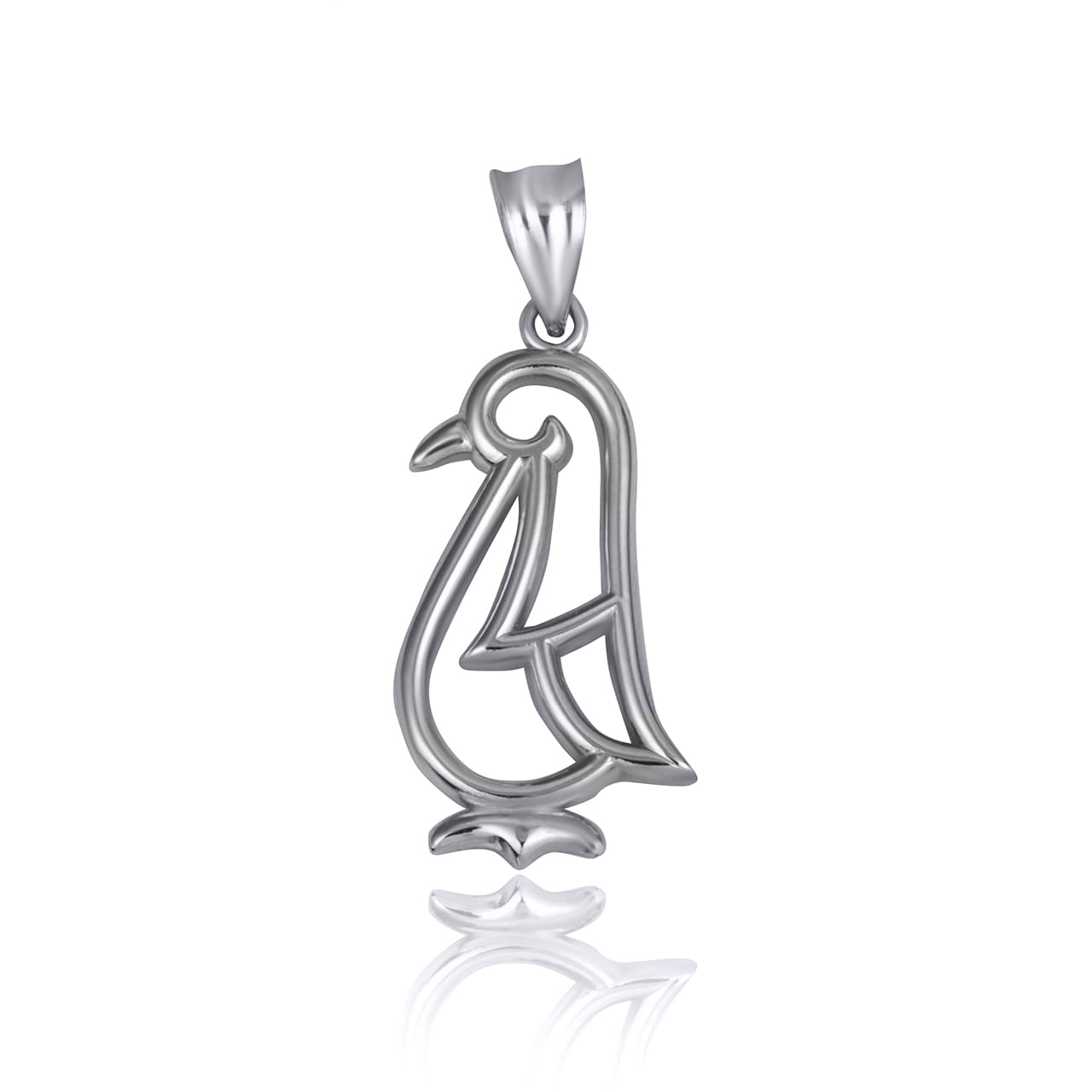 Sterling Silver Penguin Silhouette Pendant Necklace