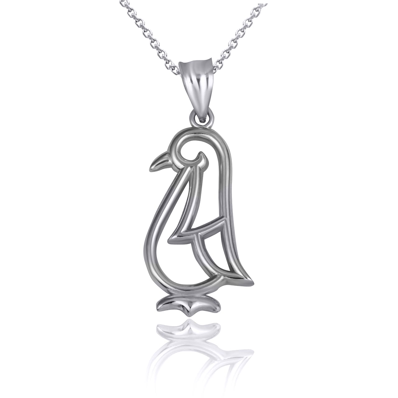 Sterling Silver Penguin Silhouette Pendant Necklace, view 5