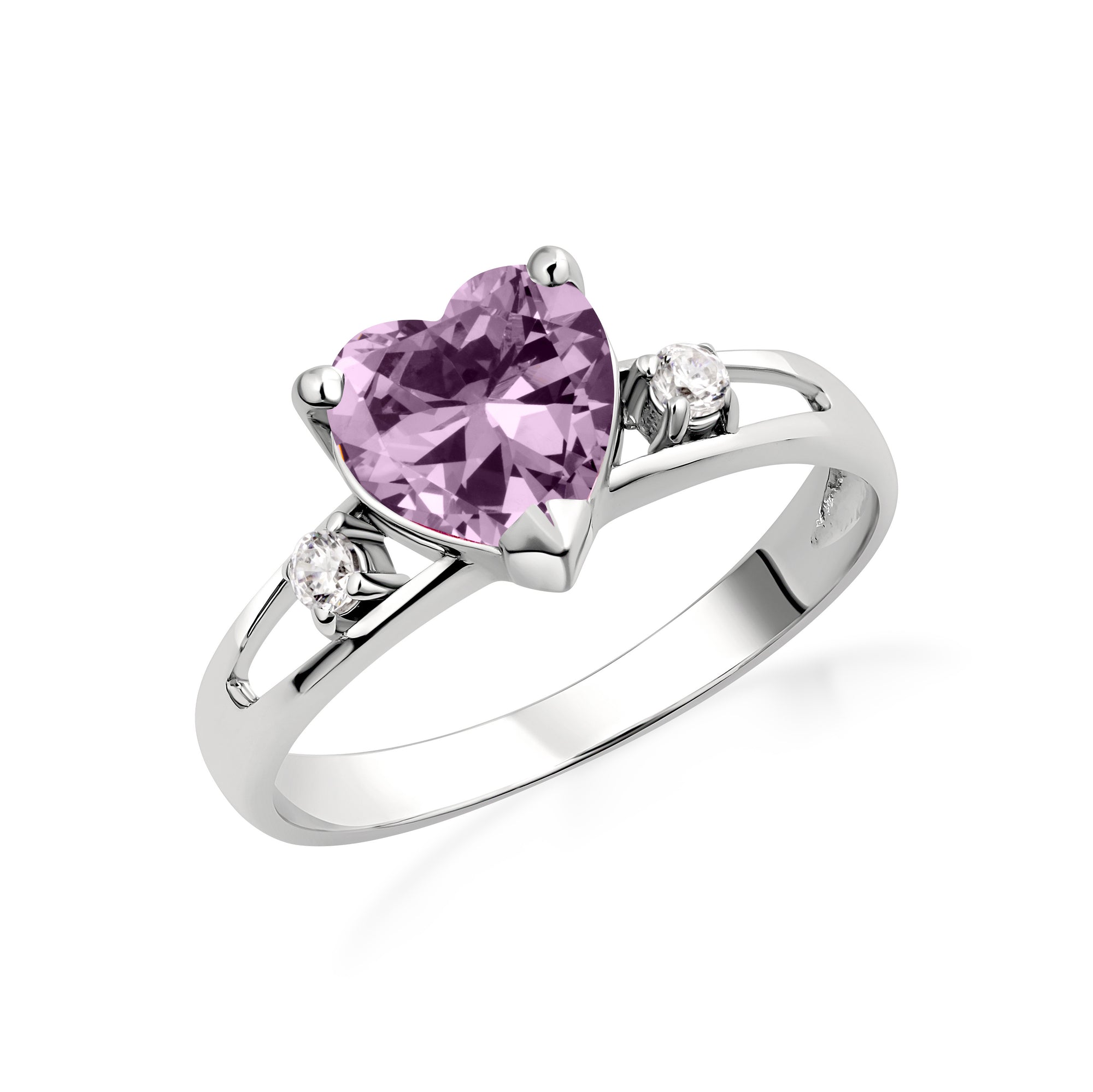 Sterling Silver Personalized Birthstone Heart Proposal/Promise Ring, view 4