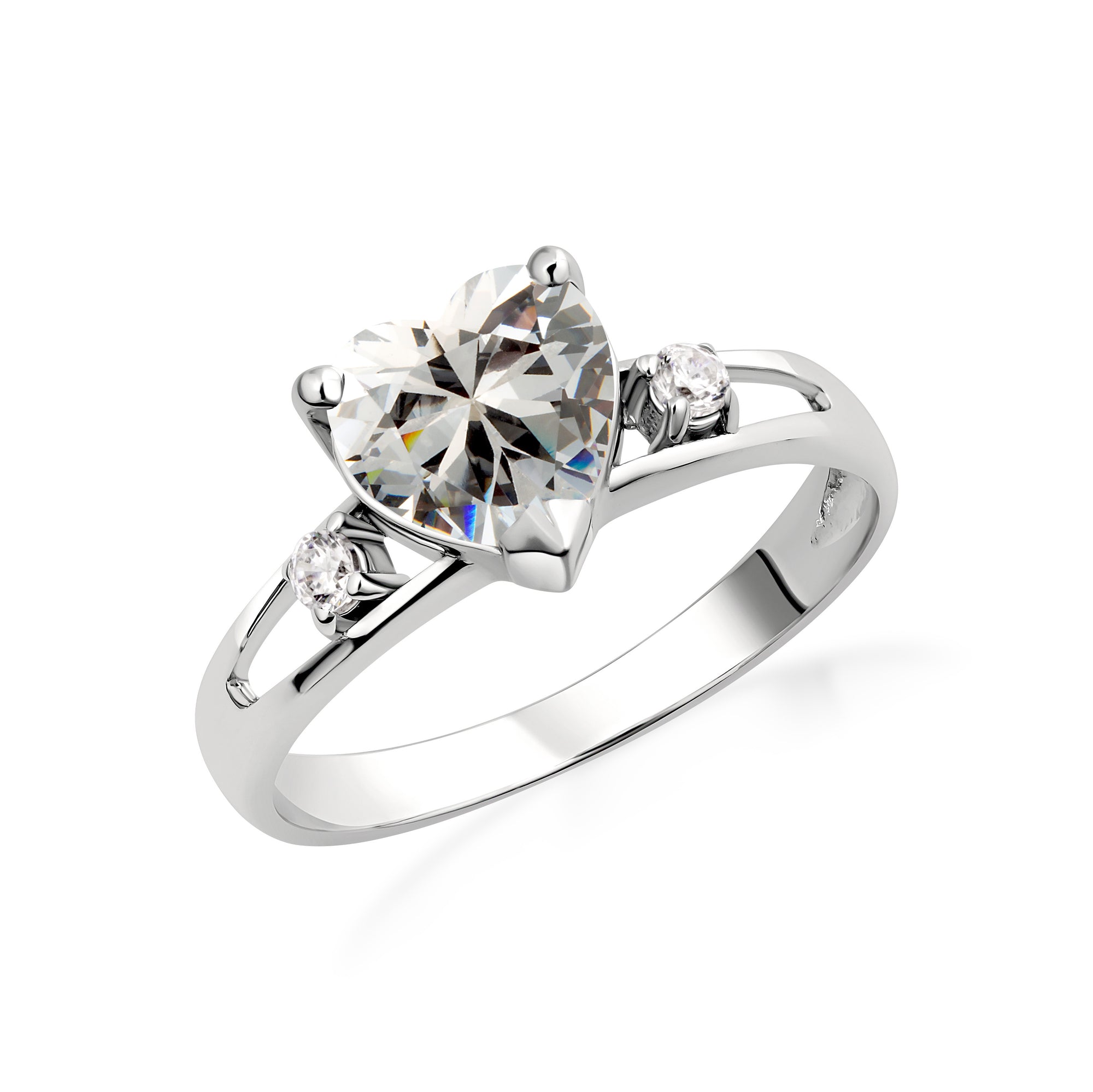 Sterling Silver Personalized Birthstone Heart Proposal/Promise Ring, view 5