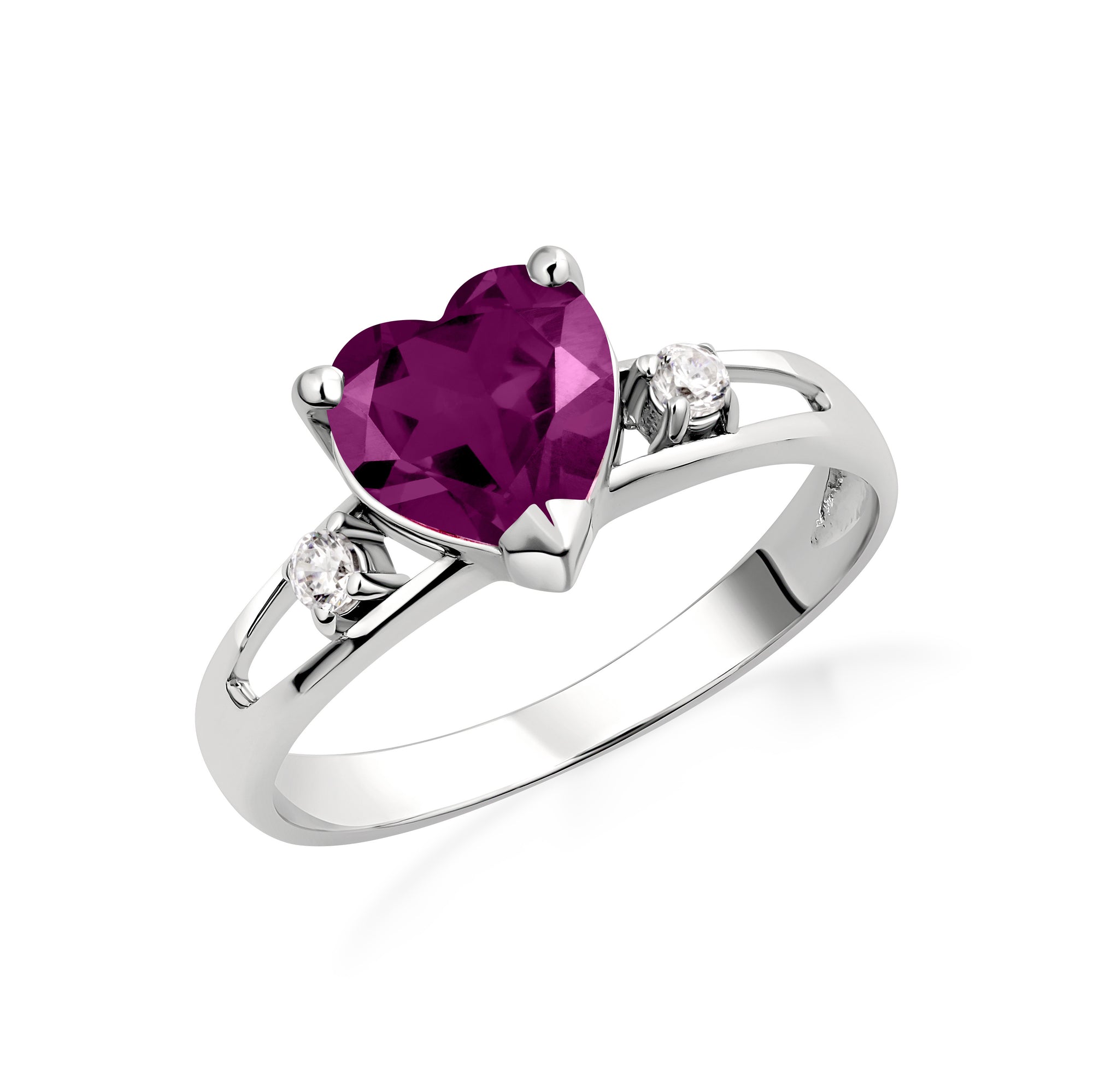 Sterling Silver Personalized Birthstone Heart Proposal/Promise Ring, view 7