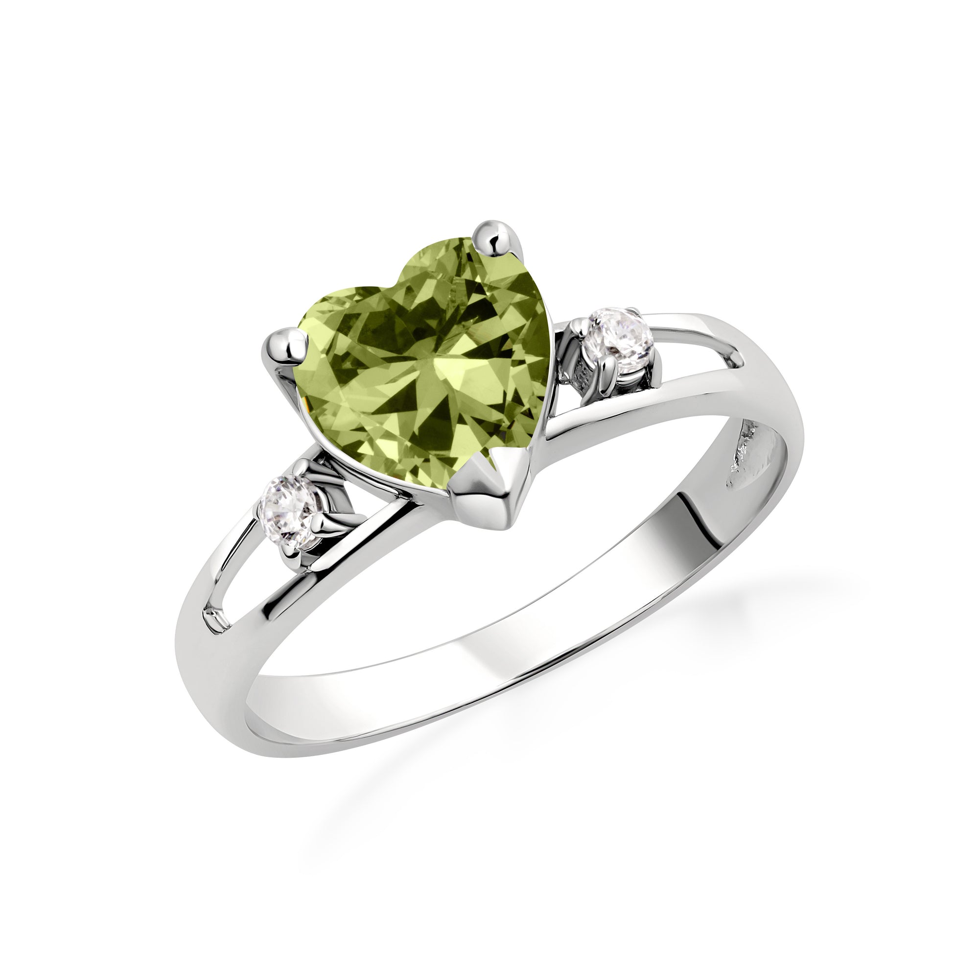 Sterling Silver Personalized Birthstone Heart Proposal/Promise Ring, view 8
