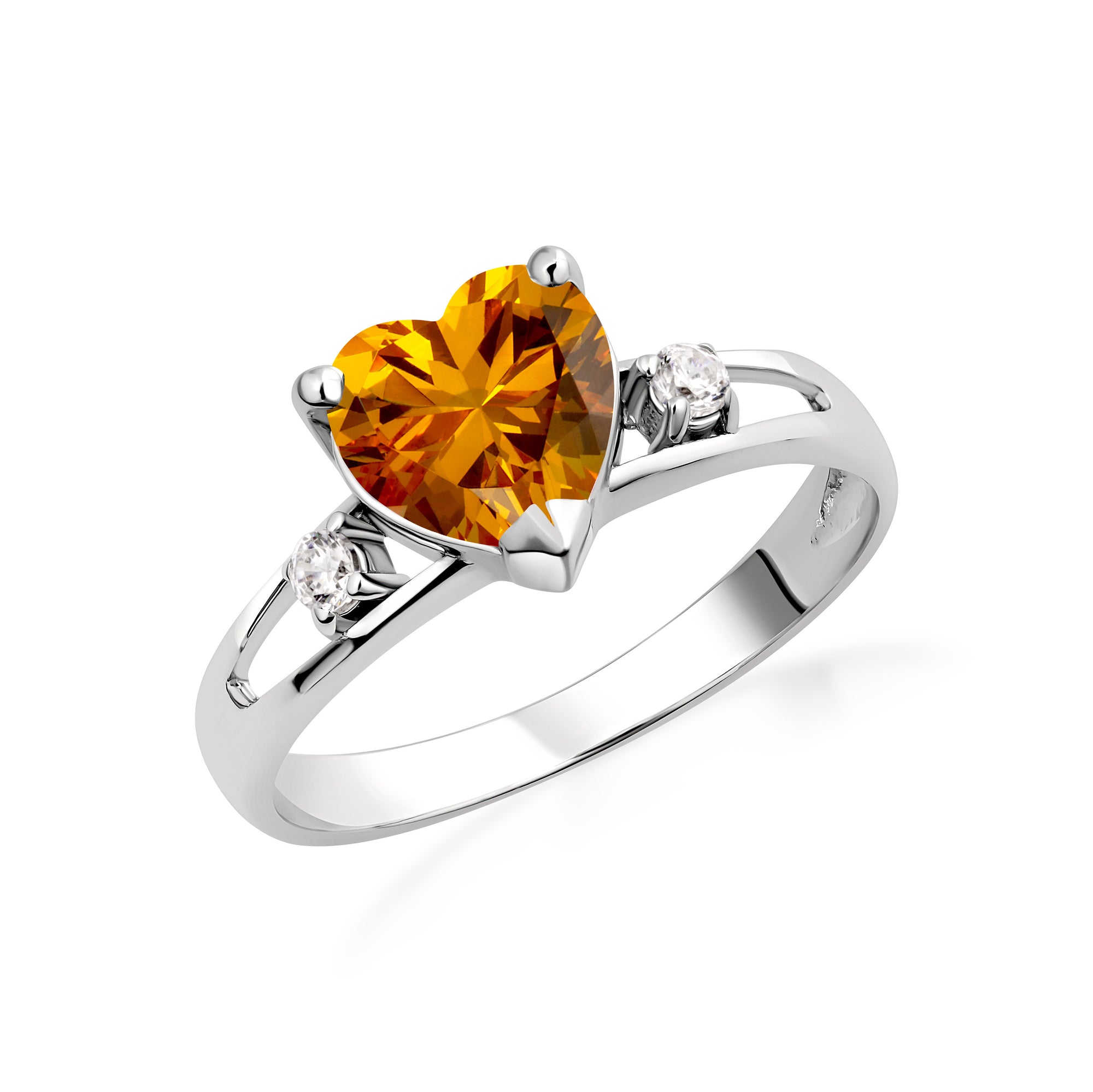Sterling Silver Personalized Birthstone Heart Proposal/Promise Ring, view 10