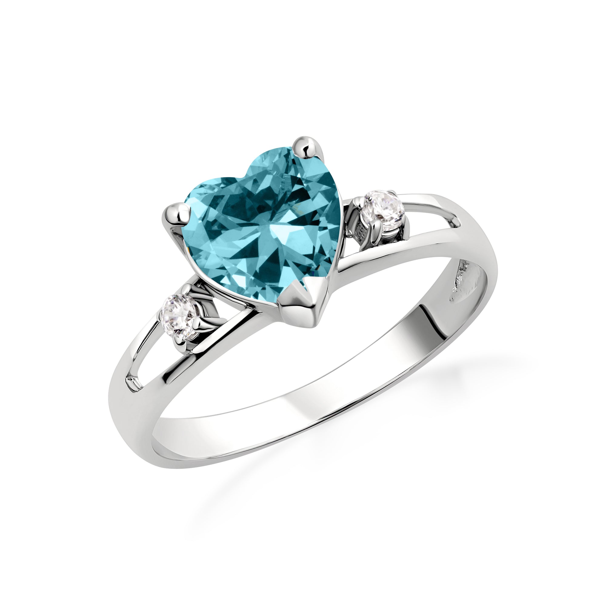 Sterling Silver Personalized Birthstone Heart Proposal/Promise Ring, view 11