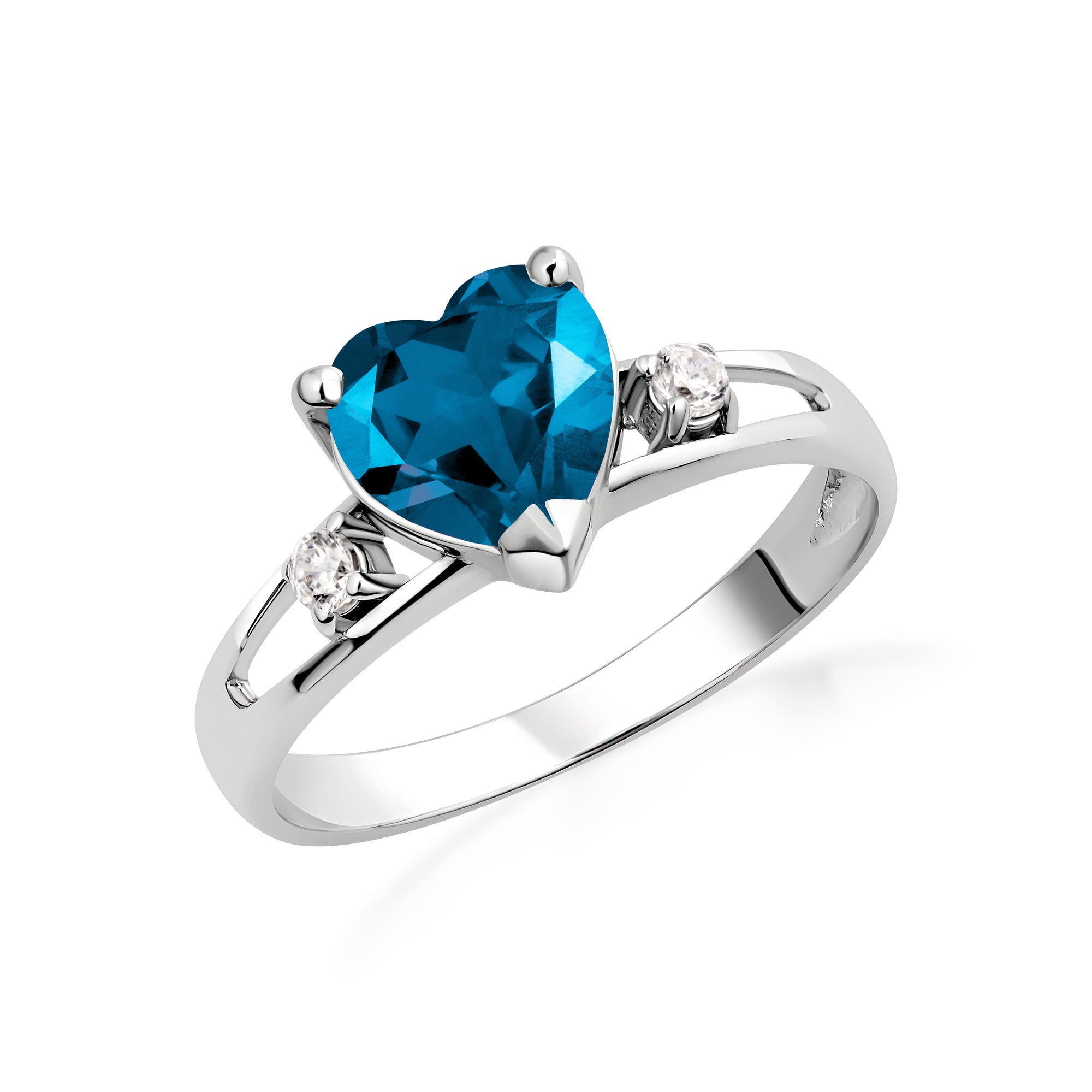 Sterling Silver Personalized Birthstone Heart Proposal/Promise Ring, view 13