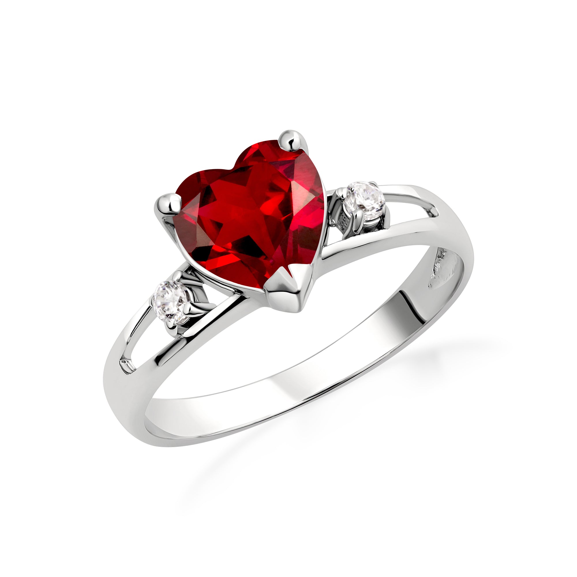 Sterling Silver Personalized Birthstone Heart Proposal/Promise Ring, view 14