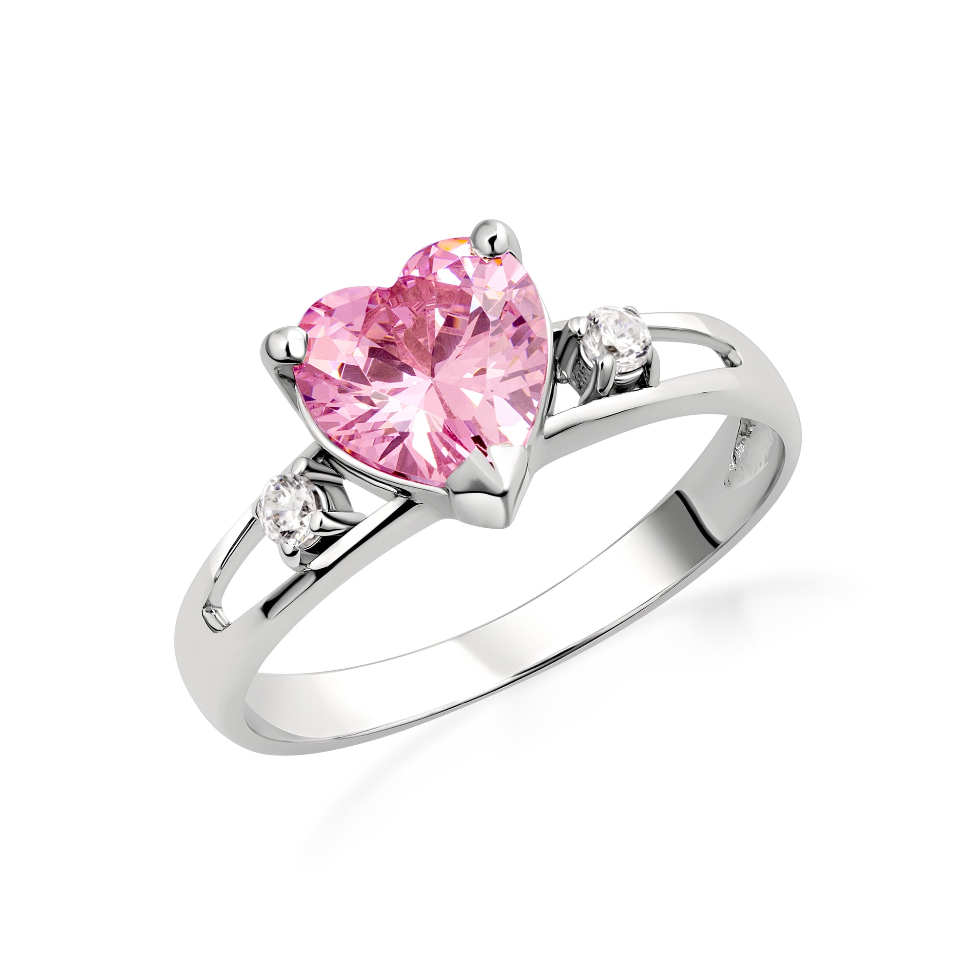 Sterling Silver Personalized Birthstone Heart Proposal/Promise Ring, view 15