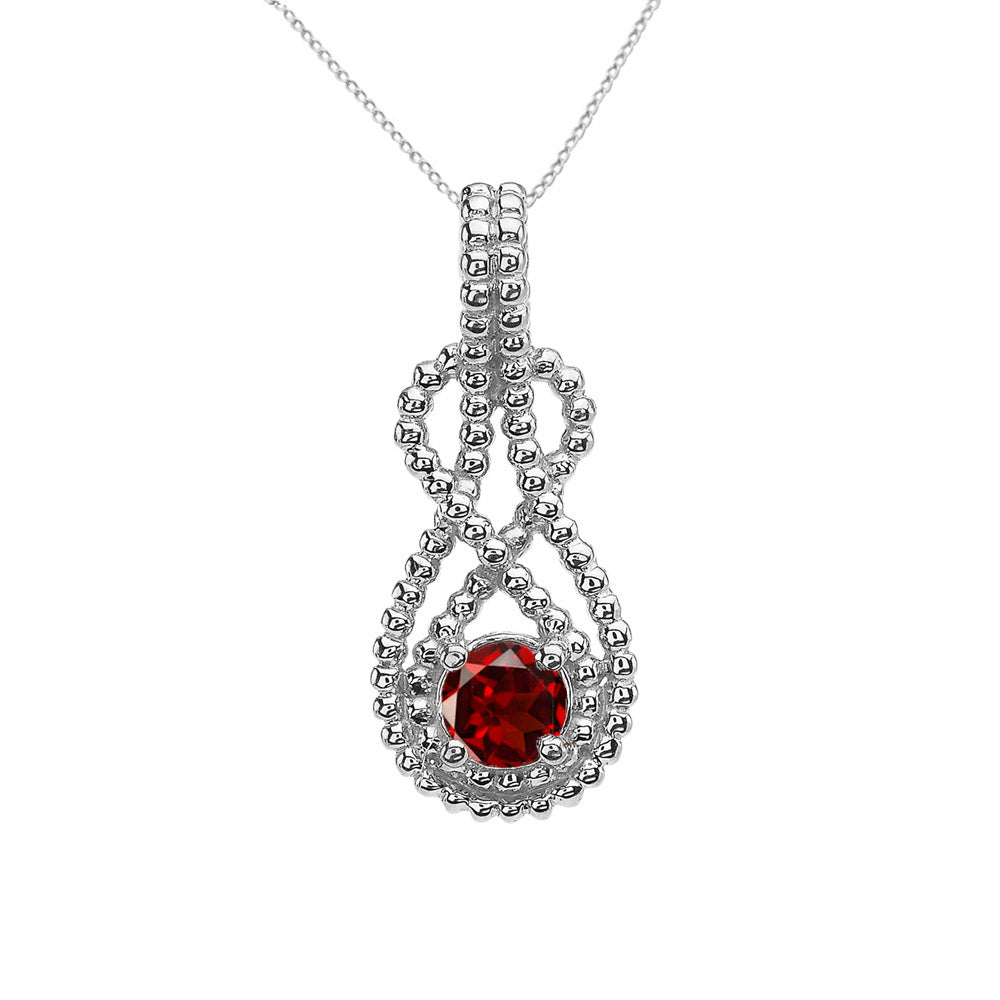 Sterling Silver Personalized Birthstone Infinity Teardrop Beaded Hidden Bail Pendant Necklace, view 2