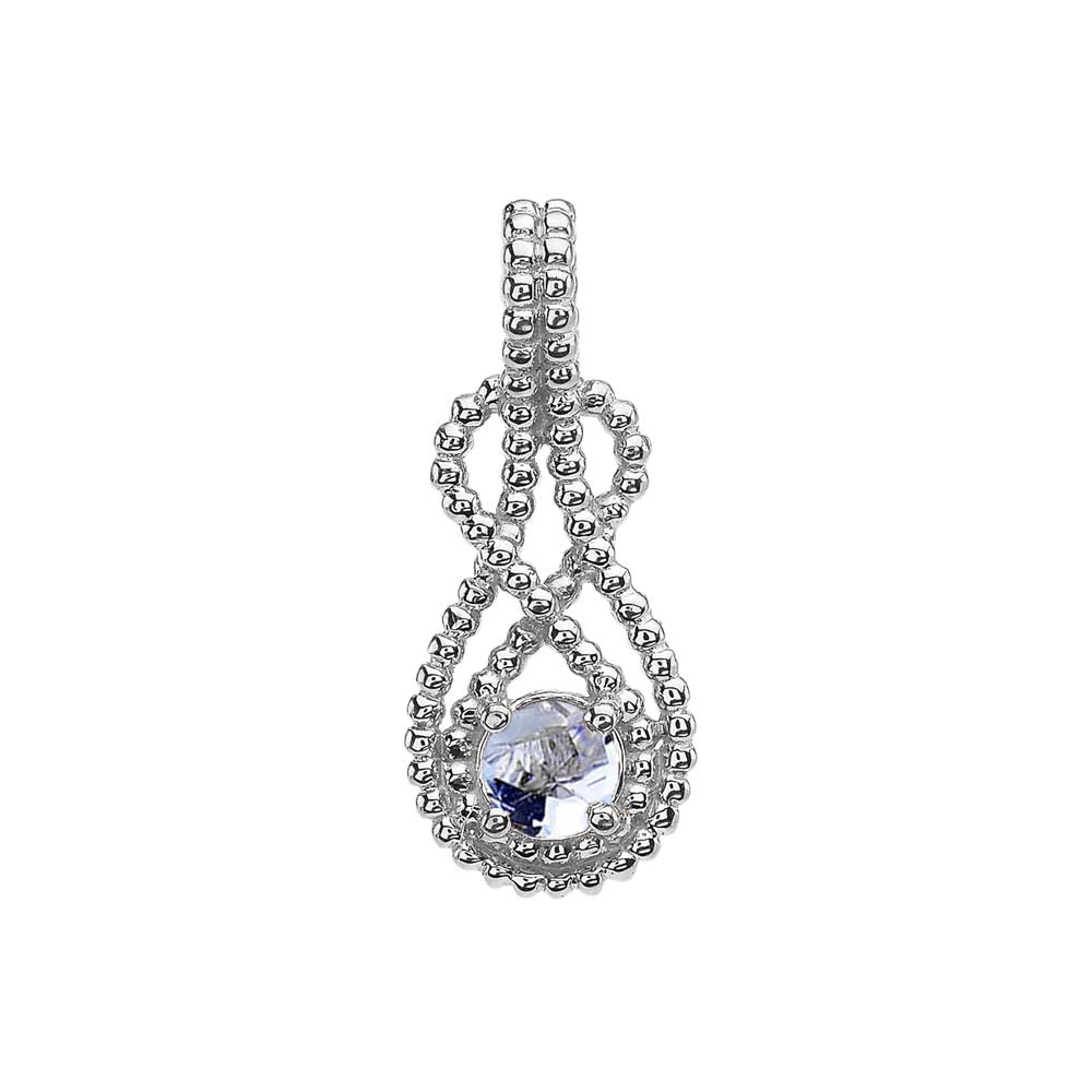 Sterling Silver Personalized Birthstone Infinity Teardrop Beaded Hidden Bail Pendant Necklace, view 5