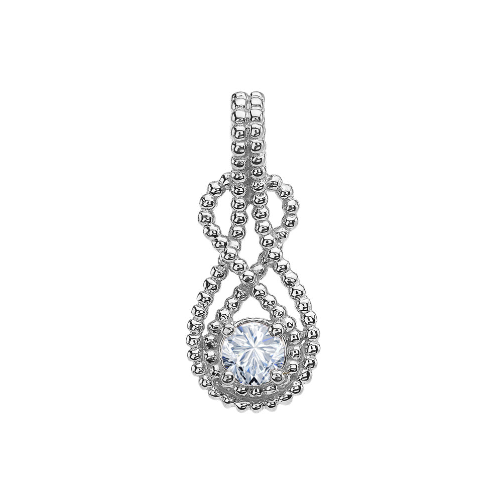 Sterling Silver Personalized Birthstone Infinity Teardrop Beaded Hidden Bail Pendant Necklace, view 6