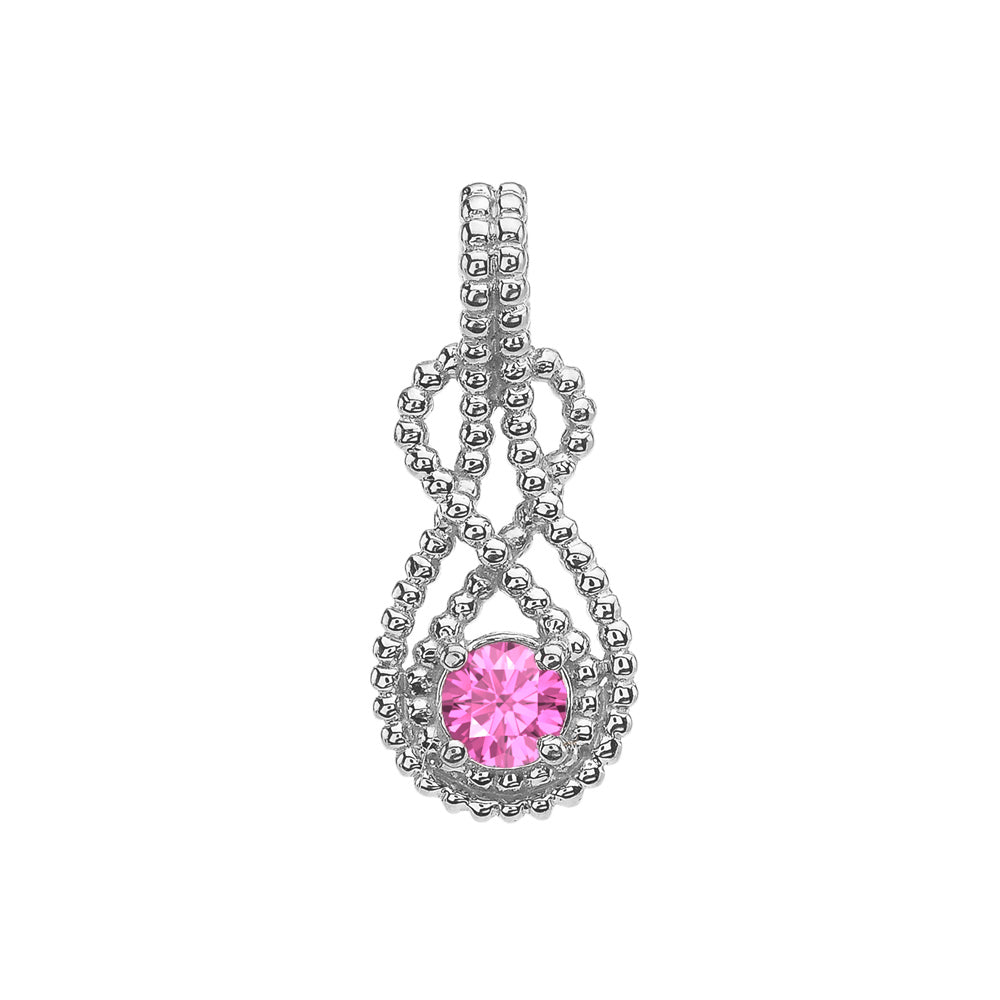 Sterling Silver Personalized Birthstone Infinity Teardrop Beaded Hidden Bail Pendant Necklace, view 12