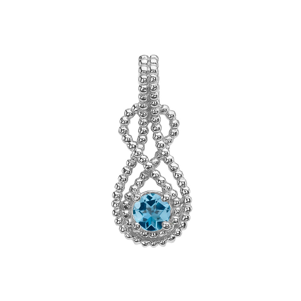 Sterling Silver Personalized Birthstone Infinity Teardrop Beaded Hidden Bail Pendant Necklace, view 14