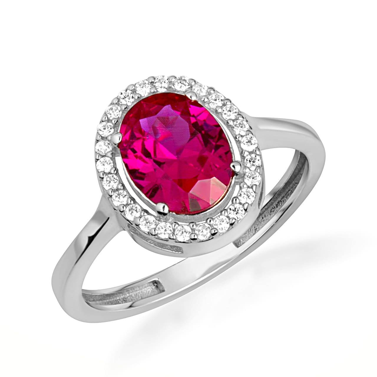 Sterling Silver Personalized Halo Birthstone Ring, view 4