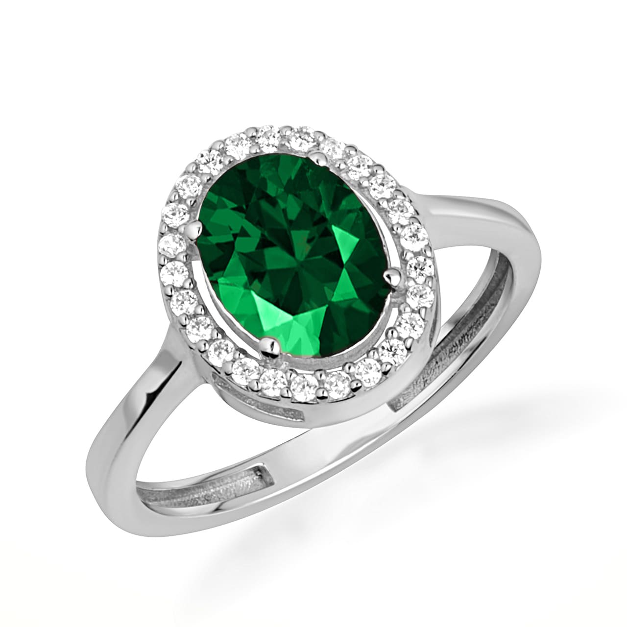 Sterling Silver Personalized Halo Birthstone Ring, view 5