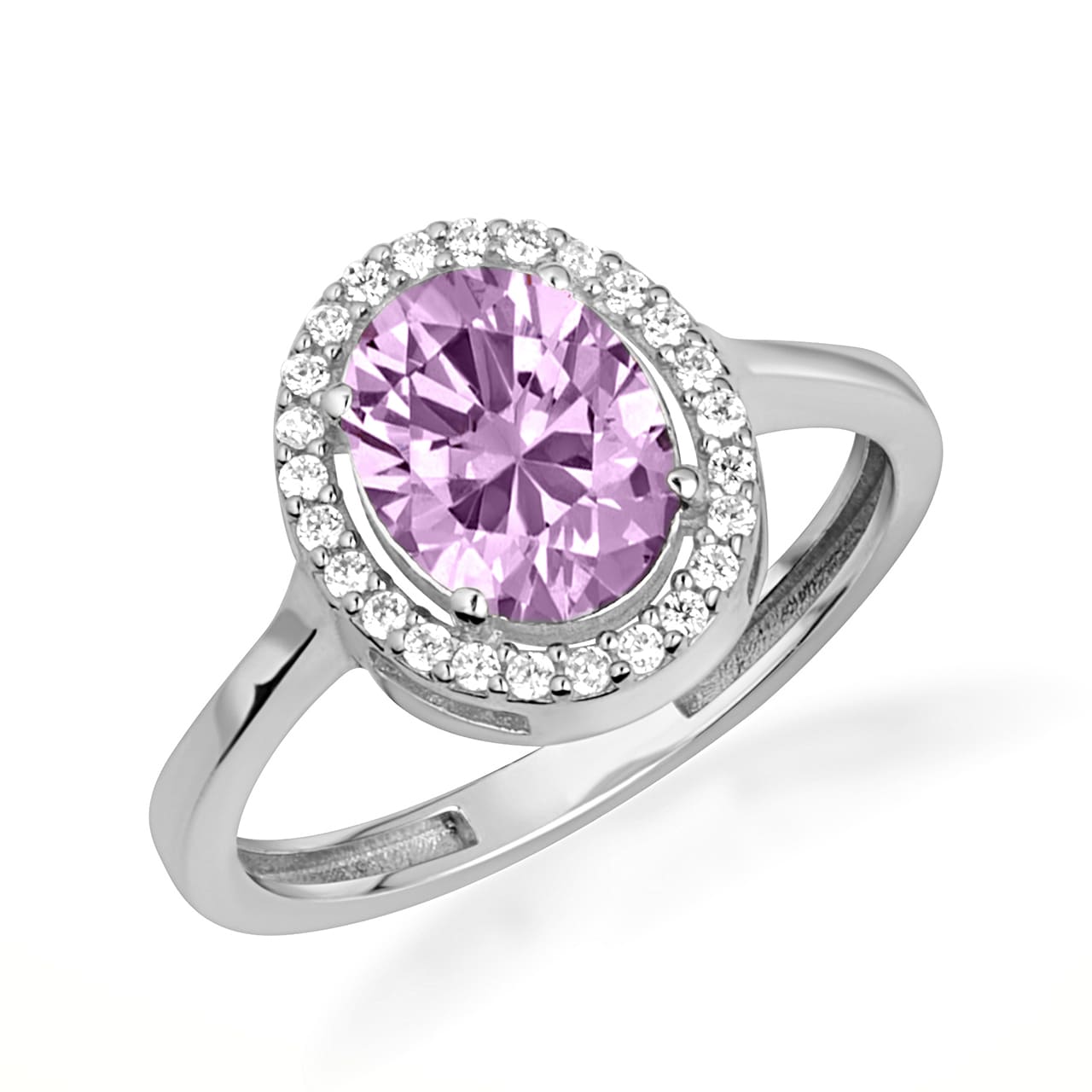 Sterling Silver Personalized Halo Birthstone Ring, view 6