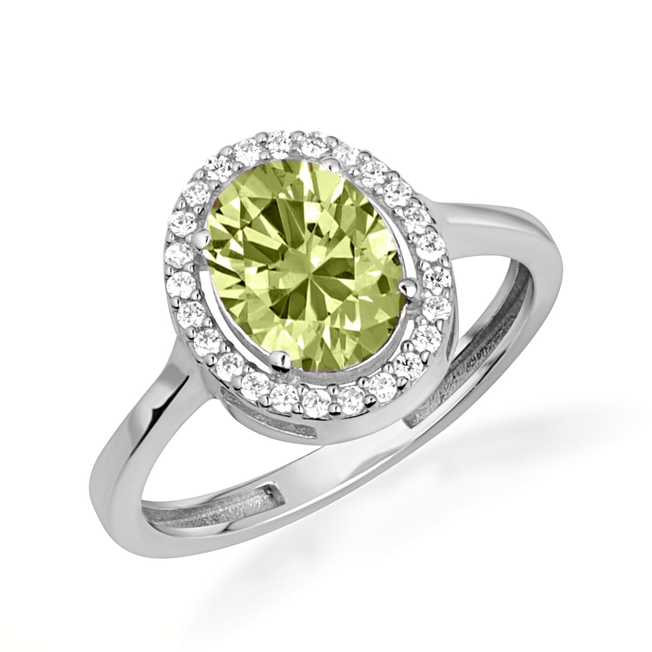 Sterling Silver Personalized Halo Birthstone Ring, view 7