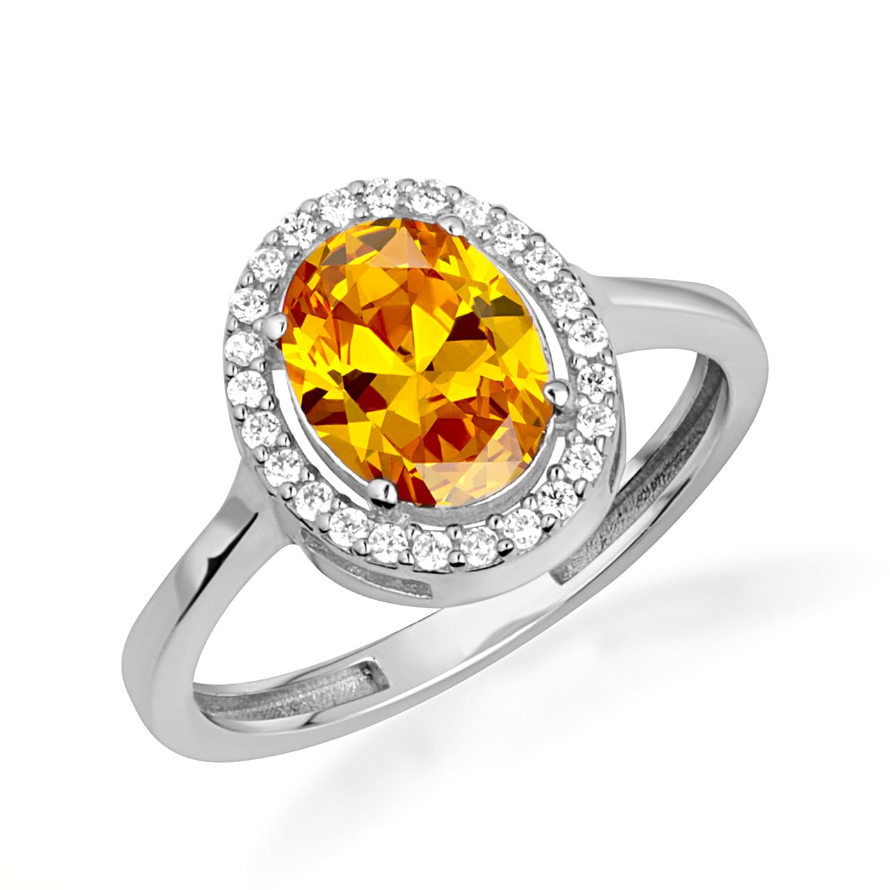 Sterling Silver Personalized Halo Birthstone Ring, view 8