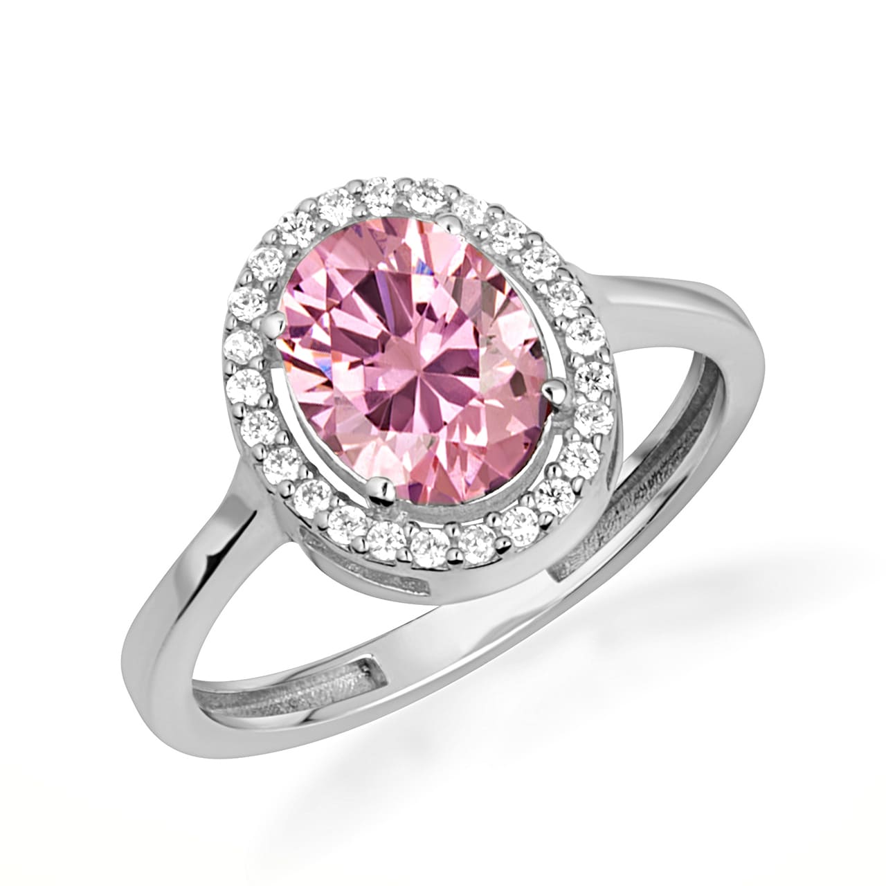 Sterling Silver Personalized Halo Birthstone Ring, view 9