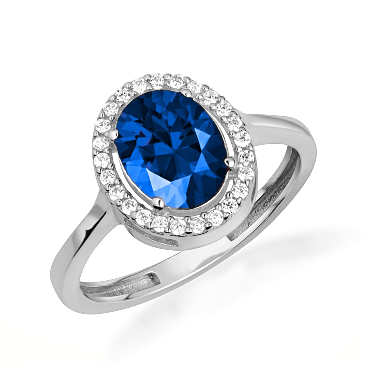 Sterling Silver Personalized Halo Birthstone Ring, view 12